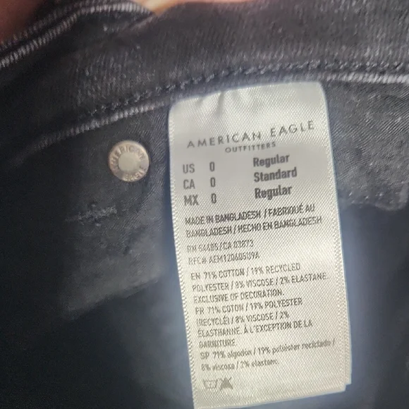 American Eagle Black Jeggings Size 0 Regular Next Level Stretch Distressed - Picture 3 of 8